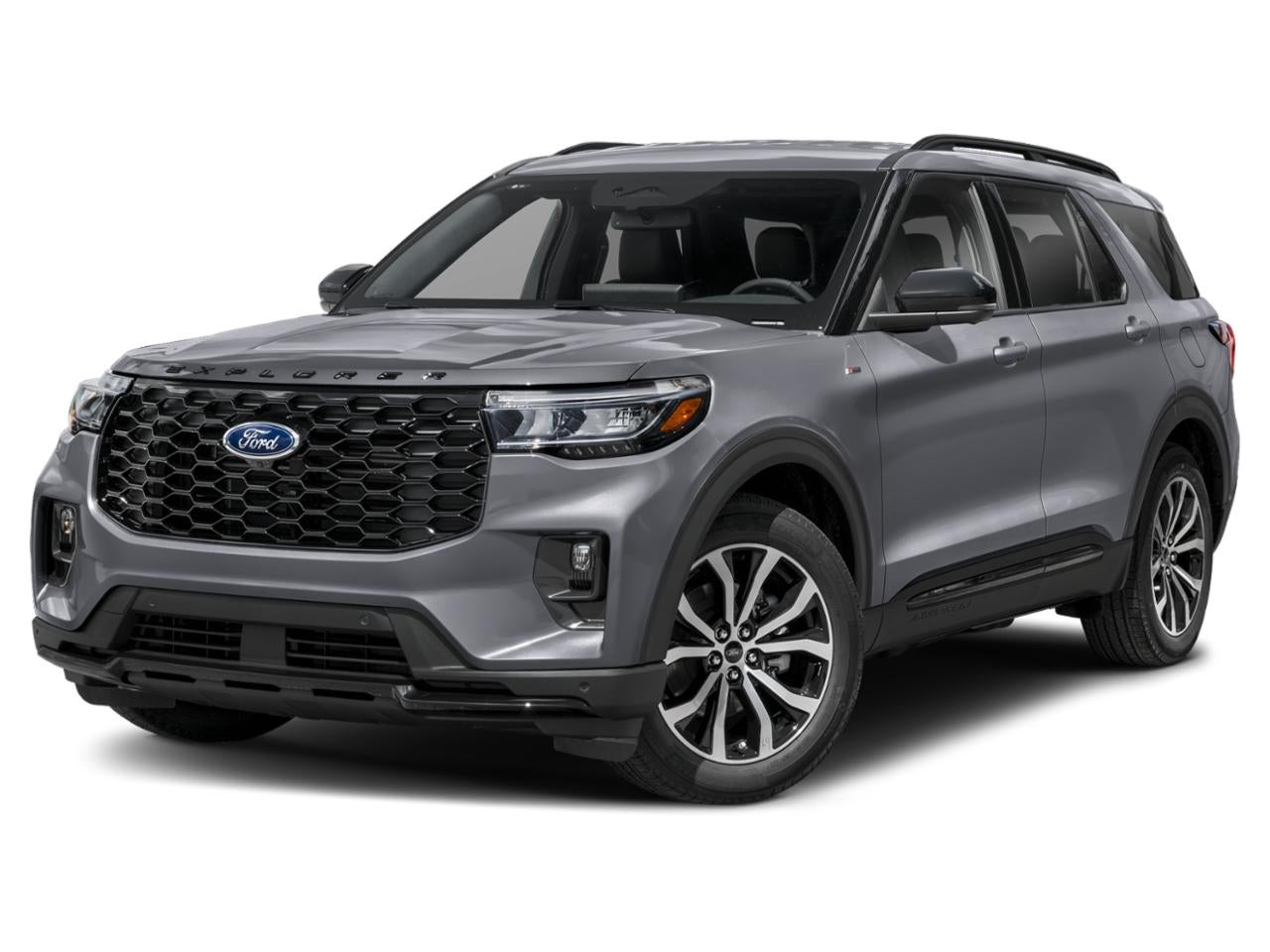 2026 Ford Explorer ST-Line in Marsh Gray — front three-quarter view