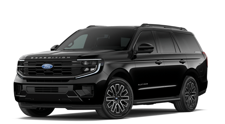2027 Ford Expedition Platinum in Agate Black Metallic — front three-quarter view